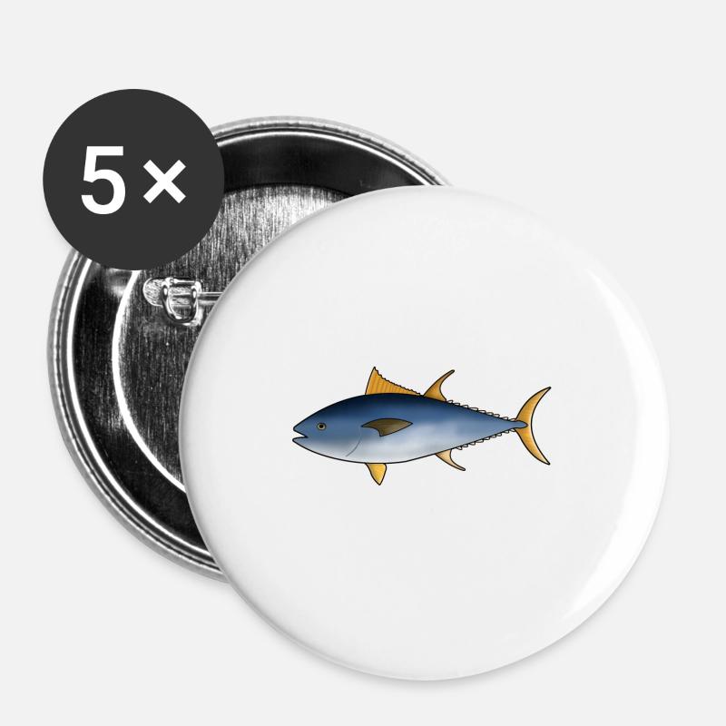 Tuna Fish Tuna - Buttons large 2.2''/56 mm (5-pack) - white
