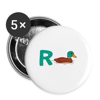 Rente Ente Rentner Pension Fun Ruhestand Arbeit - Buttons groß 56 mm (5er Pack) - Weiß - Vorne