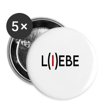 Liebe Lebe Love Live Sprüche I Love - Buttons groß 56 mm (5er Pack) - Weiß - Vorne