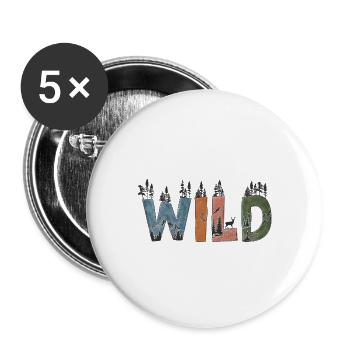 Nature sauvage - Lot de 5 grands badges (56 mm) - blanc - Devant