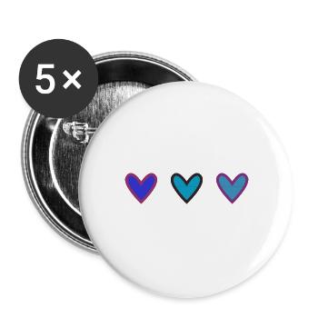 CŒUR. CŒURS. SAINT VALENTIN. LOVE. AMOUR. HEART - Lot de 5 grands badges (56 mm) - blanc - Devant