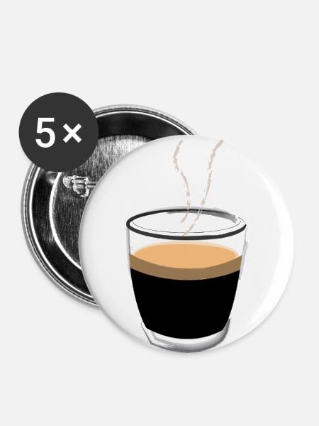 Kaffee - Buttons groß 56 mm (5er Pack) - Weiß