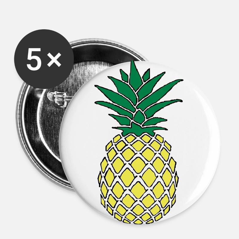 flippige Ananas - Buttons groß 56 mm (5er Pack) - Weiß
