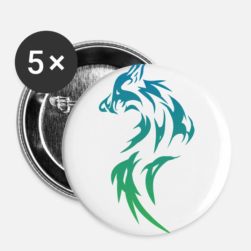 Wolf - Buttons large 2.2''/56 mm (5-pack) - white