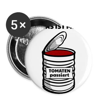 Was ist mit Tomaten passiert | Lustiger Spruch - Buttons groß 56 mm (5er Pack) - Weiß - Vorne