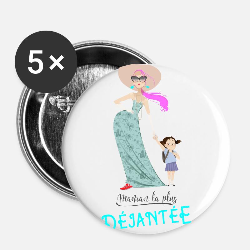 Most crazy mom - Buttons large 2.2''/56 mm (5-pack) - white