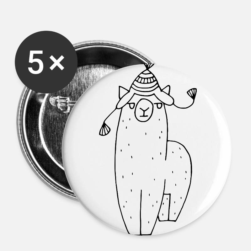 Alpaca with cap - Buttons large 2.2''/56 mm (5-pack) - white