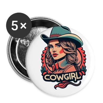 Western woman - Buttons groß 56 mm (5er Pack) - Weiß - Vorne