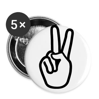 Hand Peace - Buttons groß 56 mm (5er Pack) - Weiß - Vorne