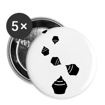 Icône Muffin Silhouette - Lot de 5 grands badges (56 mm) - blanc - Devant