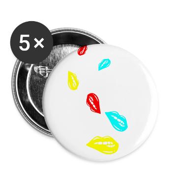 Symbole de lèvre - Lot de 5 grands badges (56 mm) - blanc - Devant