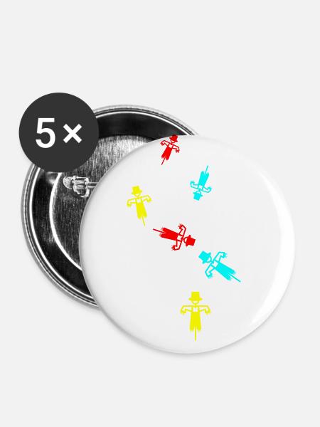 Vogelscheuche - Buttons groß 56 mm (5er Pack) - Weiß