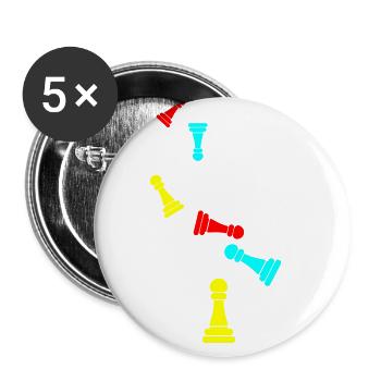 Läufer Bauer Schachfigur - Buttons groß 56 mm (5er Pack) - Weiß - Vorne