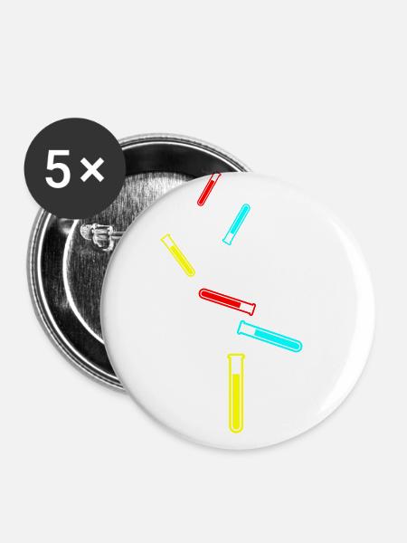 Reagenzglas Symbol - Buttons groß 56 mm (5er Pack) - Weiß