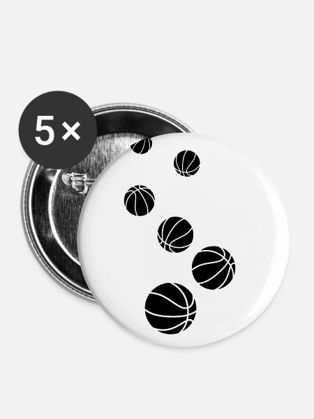 Basketball symbol - Buttons groß 56 mm (5er Pack) - Weiß