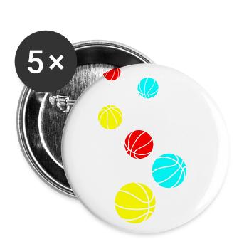Basketball symbol - Buttons large 2.2''/56 mm (5-pack) - white - Front