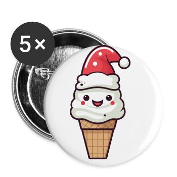 Eis Weihnachten Lecker - Buttons groß 56 mm (5er Pack) - Weiß - Vorne