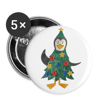 Pingouin de Noël Arbre de Noël Pôle Sud - Lot de 5 grands badges (56 mm) - blanc - Devant