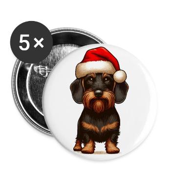 Christmas Dachshund - Buttons large 2.2''/56 mm (5-pack) - white - Front