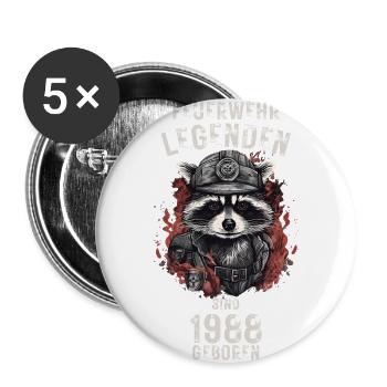 Feuerwehr Legenden sind 1988 geboren - Buttons groß 56 mm (5er Pack) - Weiß - Vorne