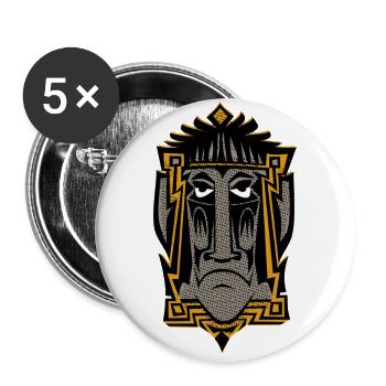 Tiki Moai Mask Aloha cool retro guardian spirit - Buttons large 2.2''/56 mm (5-pack) - white - Front
