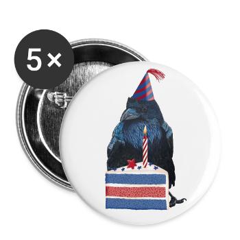 Birthday Party Raven Crow - Buttons large 2.2''/56 mm (5-pack) - white - Front
