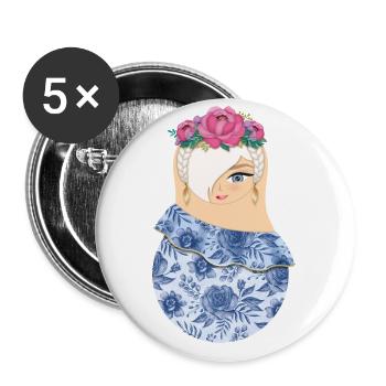 Matroschka Viola - Buttons groß 56 mm (5er Pack) - Weiß - Vorne