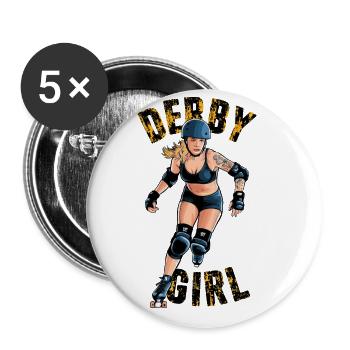 Roller Derby Rollschuhfahren für einen - Buttons groß 56 mm (5er Pack) - Weiß - Vorne