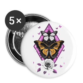 Rosen & Schmetterlinge - Floral Future Vibes - Buttons groß 56 mm (5er Pack) - Weiß - Vorne