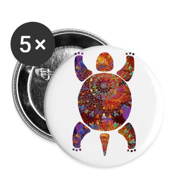 extravagante Boho tortue mosaïque coloré paillettes - Lot de 5 grands badges (56 mm) - blanc - Devant