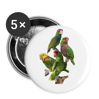 Papageien aus dem Amazonas - Buttons groß 56 mm (5er Pack) - Weiß - Vorne