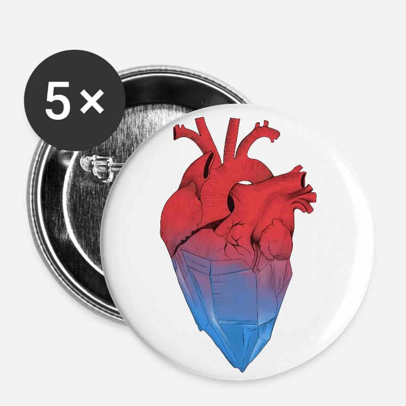 Crystallized heart - Buttons large 2.2''/56 mm (5-pack) - white