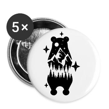 BÄR TIEREN BÄREN NATUR WILDTIEREN WALD BERG MOTIV - Buttons groß 56 mm (5er Pack) - Weiß - Vorne