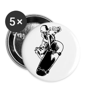 PATINEUR DE GLISSE SK8 LONGBOARD MOTIF DE PATINAGE - Lot de 5 grands badges (56 mm) - blanc - Devant