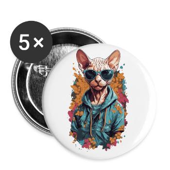 Sphynx-Katzen Katze Einzigartiger Katzenliebhaber - Buttons groß 56 mm (5er Pack) - Weiß - Vorne