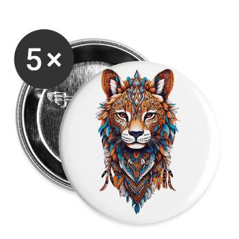 Cheetah Spirit Meditation & Shamanism - Buttons large 2.2''/56 mm (5-pack) - white - Front