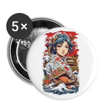 Anime Sushi Aesthetics: Manga Master - Buttons large 2.2''/56 mm (5-pack) - white - Front