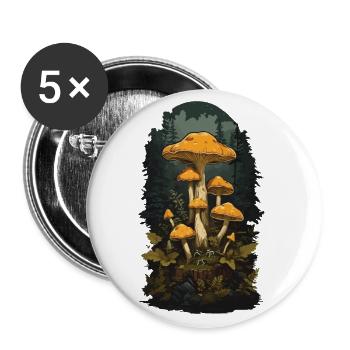 Retro Pfifferling Vintage Pilz Natur Design - Buttons groß 56 mm (5er Pack) - Weiß - Vorne