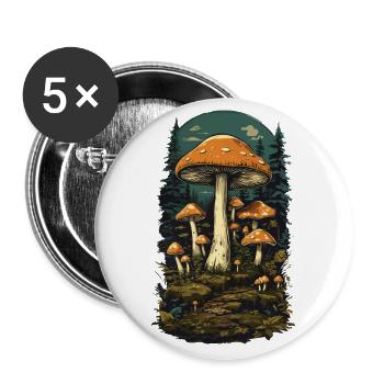 Vintage Mushrooms Design Retro Forest Magic Mushroom Picker - Lot de 5 grands badges (56 mm) - blanc - Devant