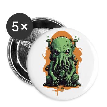Conception de mysticisme d’Halloween de nuit effrayante de Cthulhu - Lot de 5 grands badges (56 mm) - blanc - Devant