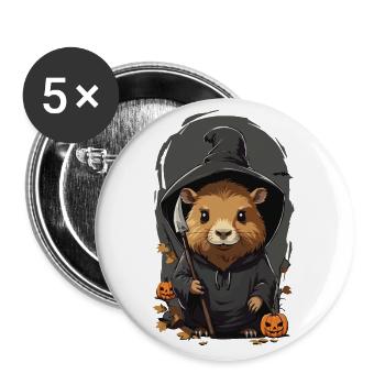 Hamster magique Halloween Cartoon Design - Lot de 5 grands badges (56 mm) - blanc - Devant