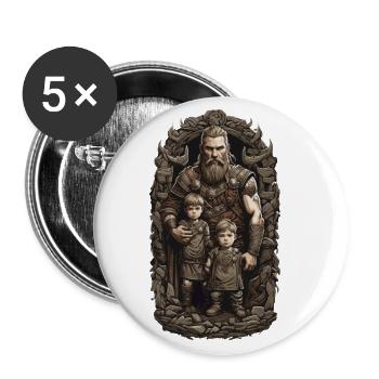 Norse Viking Dad Warrior Father's Day Design - Buttons large 2.2''/56 mm (5-pack) - white - Front