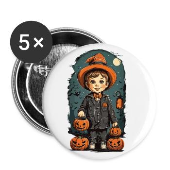 Rétro Halloween Kid Trick or Treat Design - Lot de 5 grands badges (56 mm) - blanc - Devant