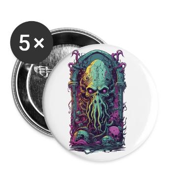 Monstre occulte démone tentacules design gothique - Lot de 5 grands badges (56 mm) - blanc - Devant
