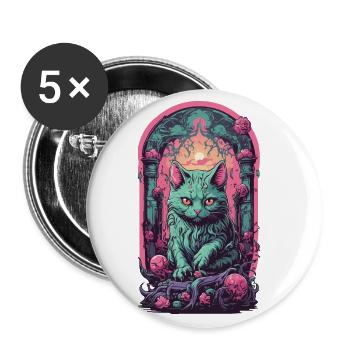 Gloomy Gothic Cat Halloween Aesthetic Cats - Buttons large 2.2''/56 mm (5-pack) - white - Front