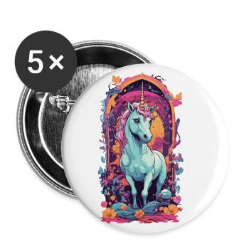 Magic Pastel Unicorn Best Friend for Girls - Buttons large 2.2''/56 mm (5-pack) - white - Front