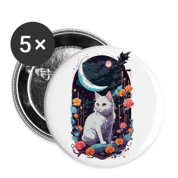 Mystische Nacht Katzen Pastel Gothic Design - Buttons groß 56 mm (5er Pack) - Weiß - Vorne