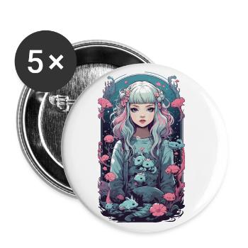 Pastel Goth Anime Underwater Gothic Girl - Buttons large 2.2''/56 mm (5-pack) - white - Front