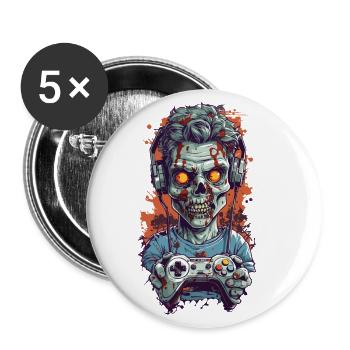 Look d’Halloween effrayant pour les joueurs de zombies - Lot de 5 grands badges (56 mm) - blanc - Devant