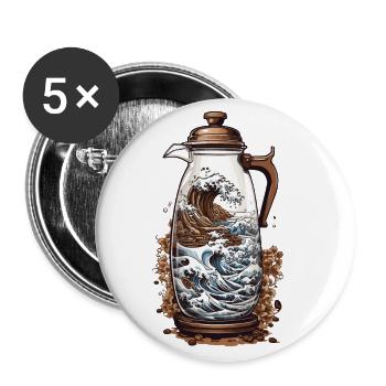 Japanese Coffee Aesthetics Streetwear Style - Buttons large 2.2''/56 mm (5-pack) - white - Front